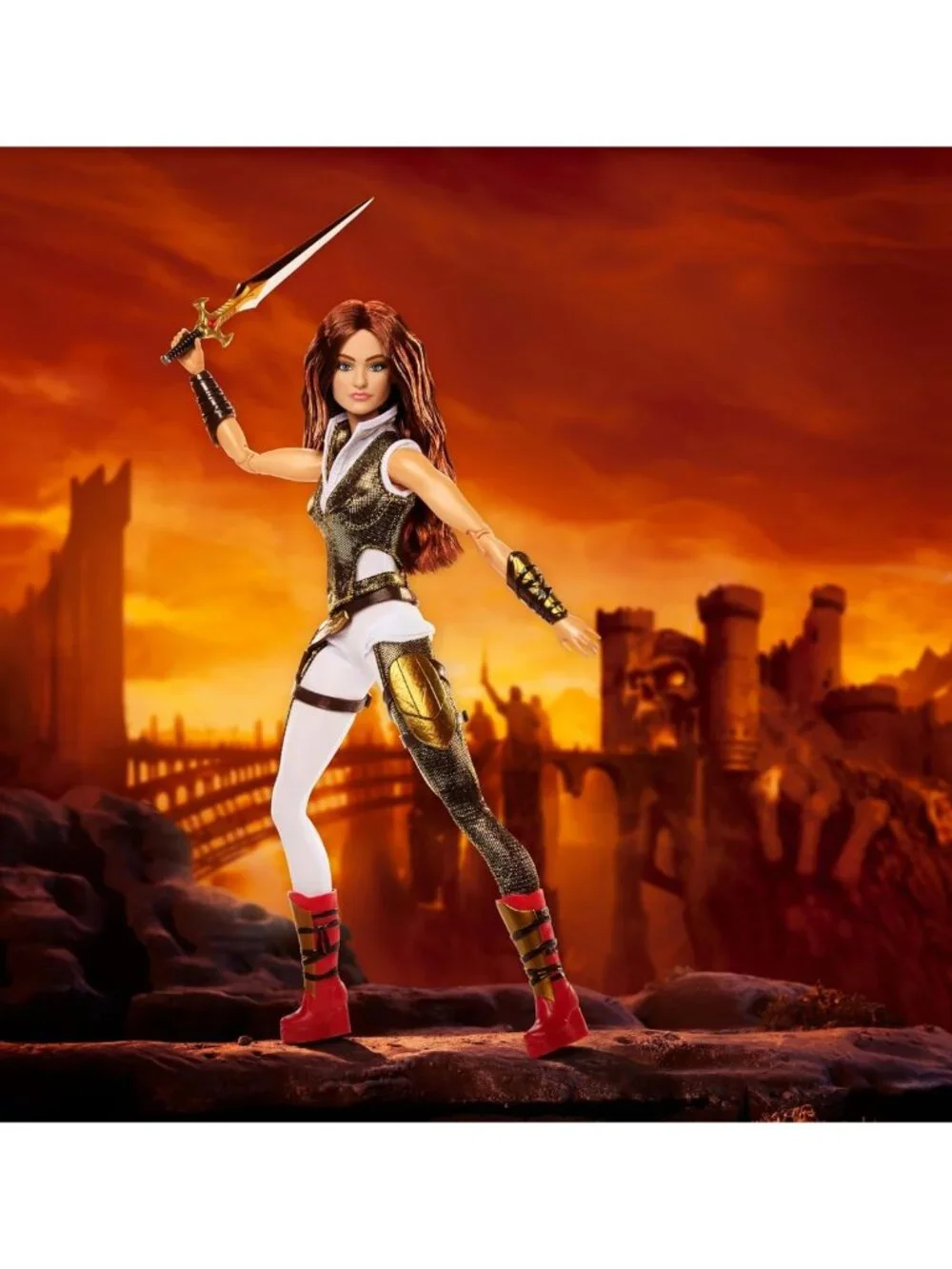 Collectible Teela Doll in Jumpsuit with Sword & Stand - MOTU Movie Theme